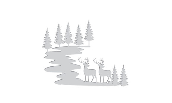 Christmas Deer Forest Graphics for Holiday Crafts