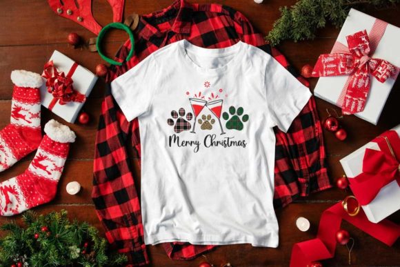 Christmas Dog Paw Pattern Designs: Graphics & Print Templates