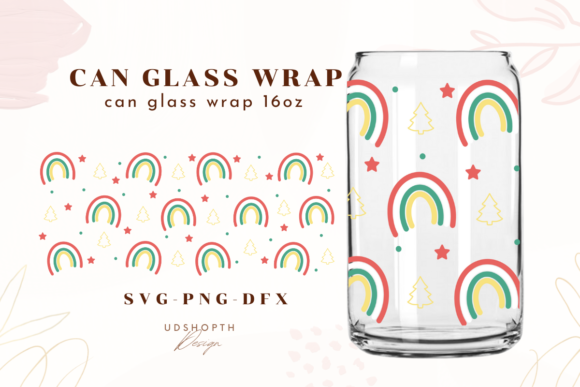 Christmas Rainbow Can Glass Wrap SVG for Creative Crafts