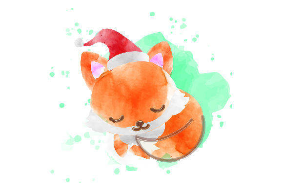 Christmassy Watercolor Fox for Christmas Crafts