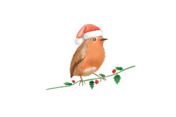 Christmassy Watercolor Robin for Christmas Crafts