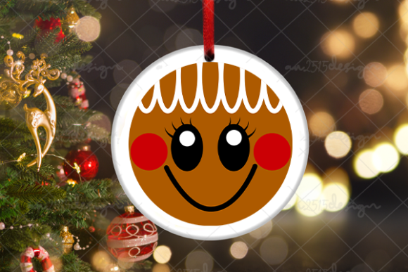 Gingerbread Face Disc Ornament SVG File for Crafts & Graphics