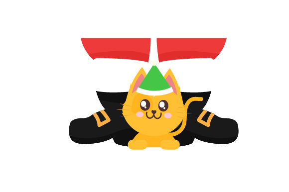 Kawaii-Style Christmas Cat for Crafts & Holiday DIY