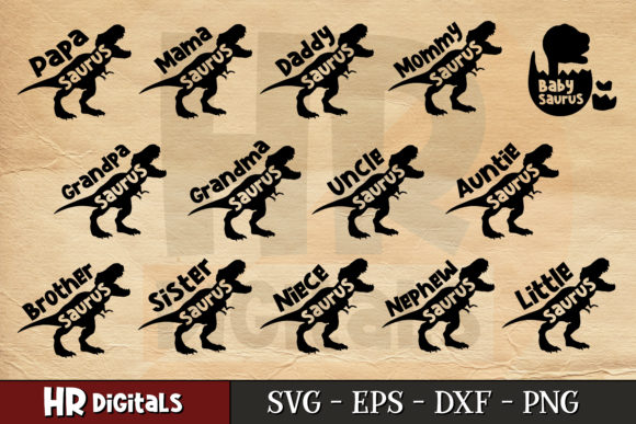 Matching Dinosaur Family Graphics for Crafts