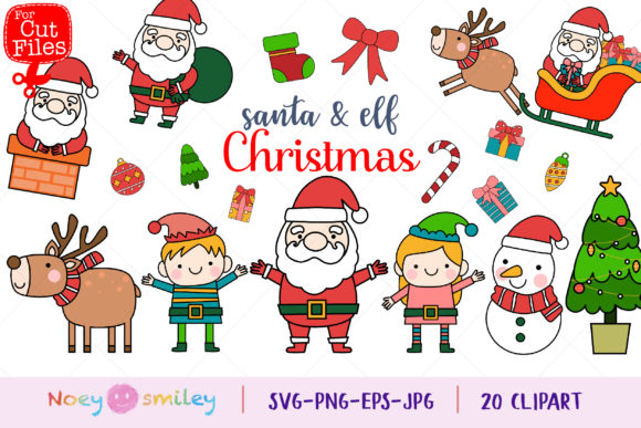 Santa Elf Filled Outline Clipart, SVG for Crafts & Graphics