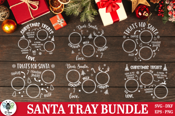 Santa's Cookies and Milk Tray SVG Bundle: Graphics & Crafts