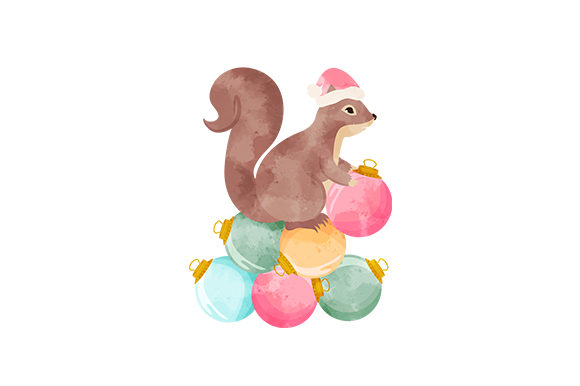Squirrel Christmas Crafts Watercolor for Editorial Use